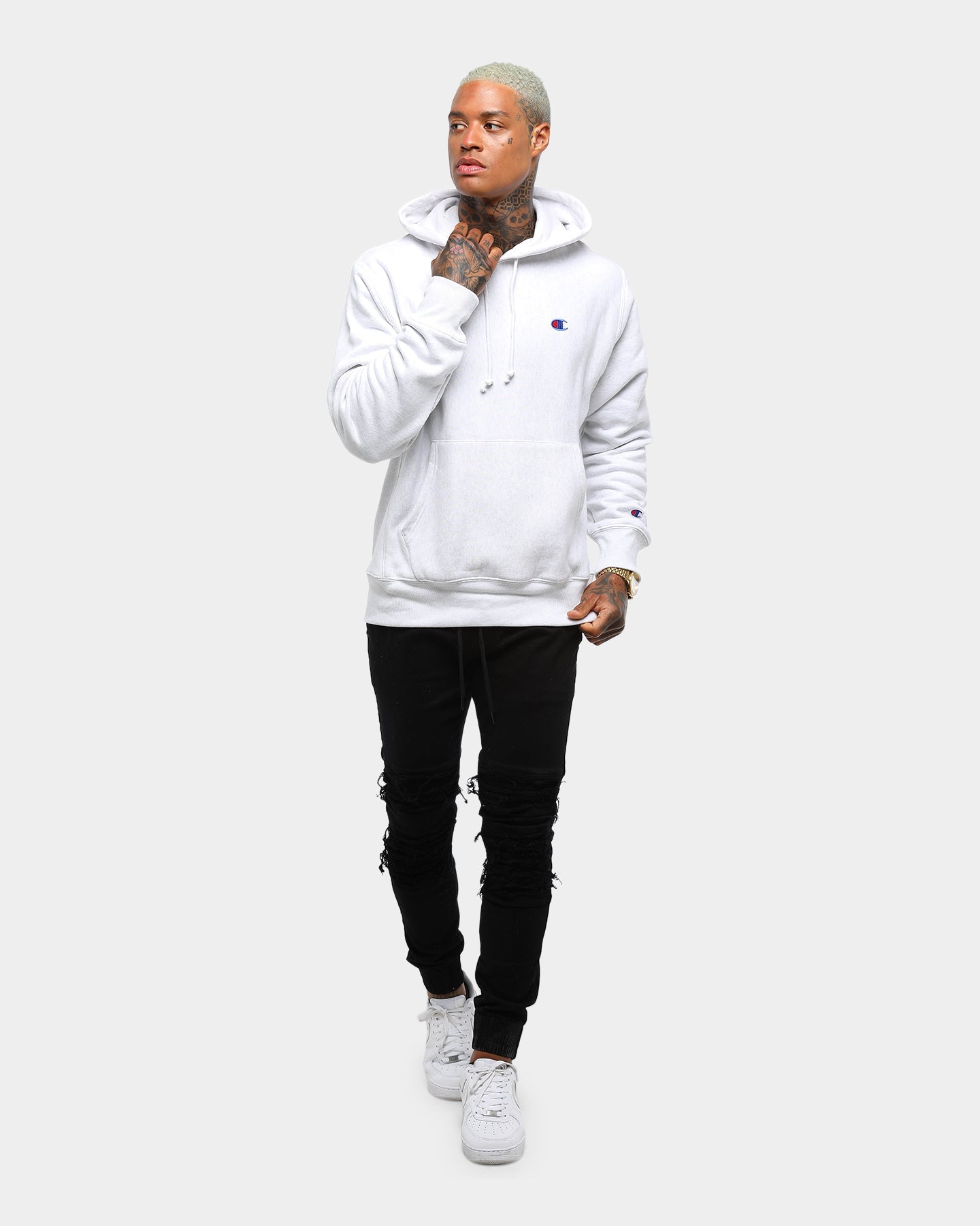 Champion Rev Weave Hoodie Silver