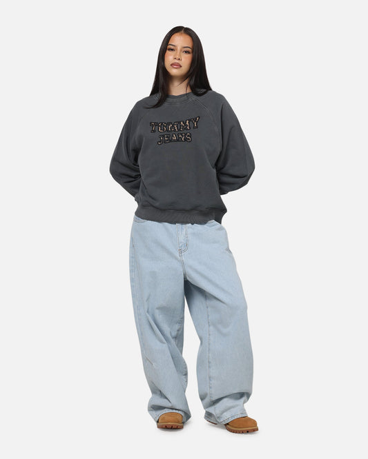 Tommy Jeans Women's TJW Boxy Leopard Varsity Crewneck Black