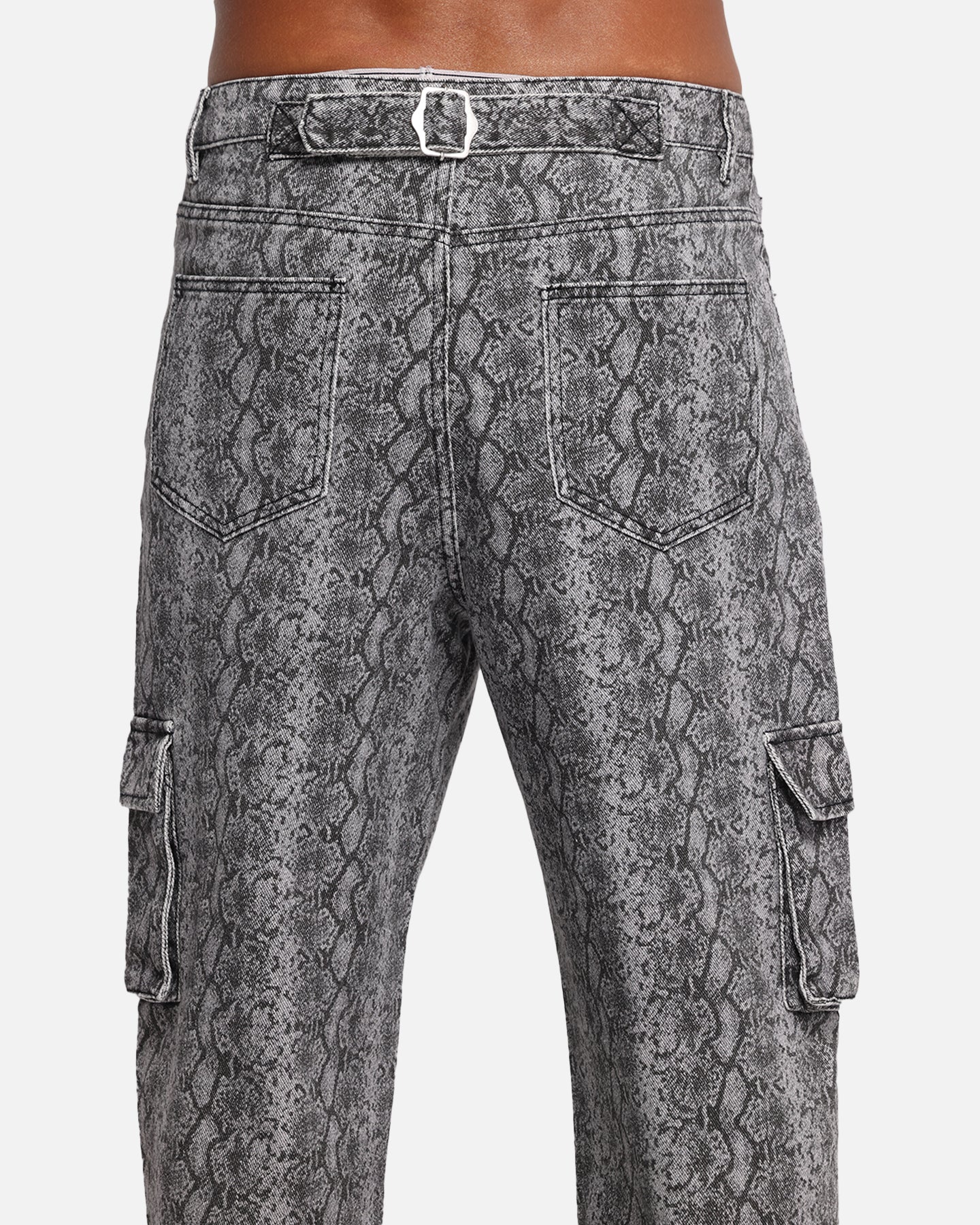 XXIII Snake Skin Cargo Pants Black Snake Print