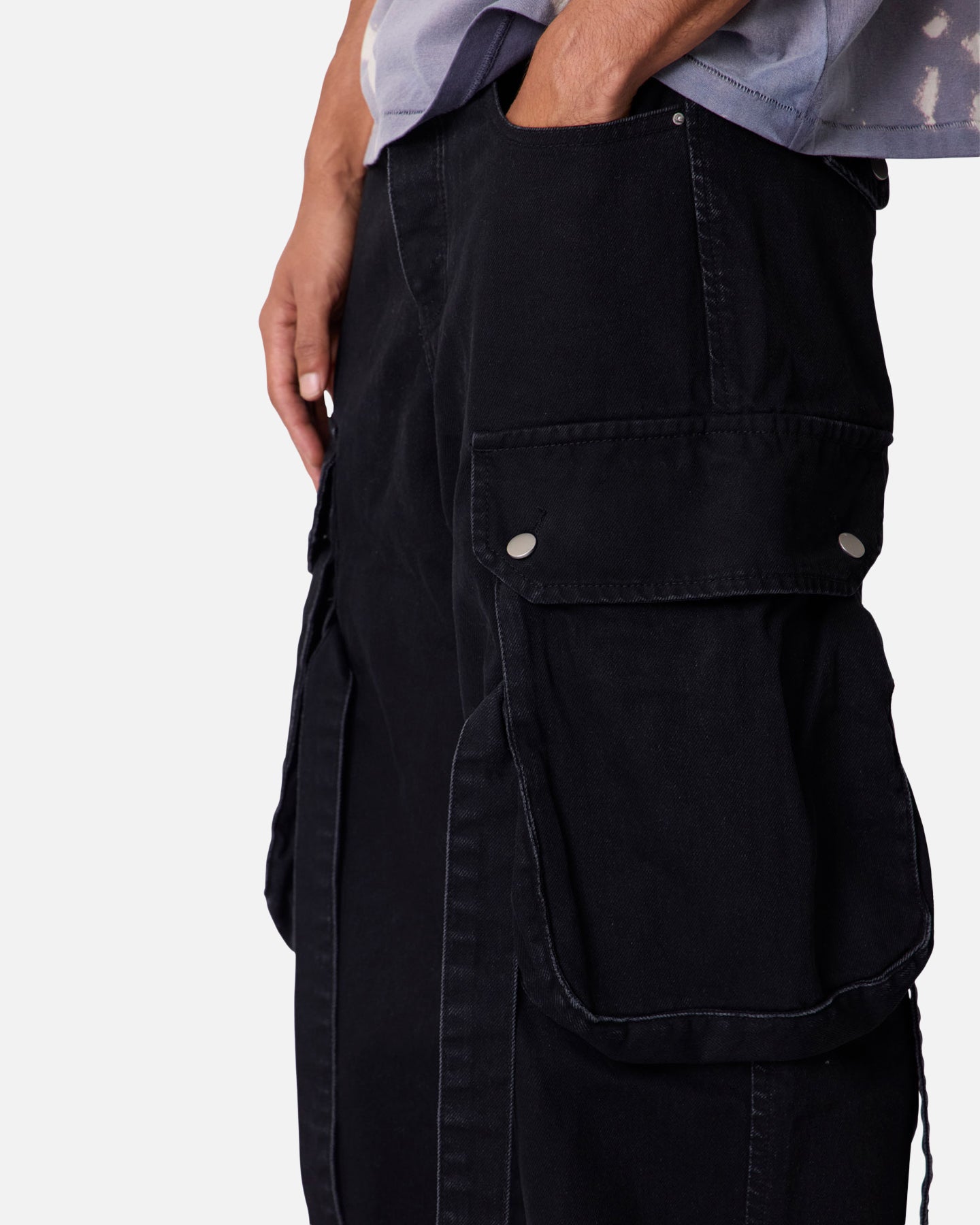 MNML Washed Cargo Pants Washed Black
