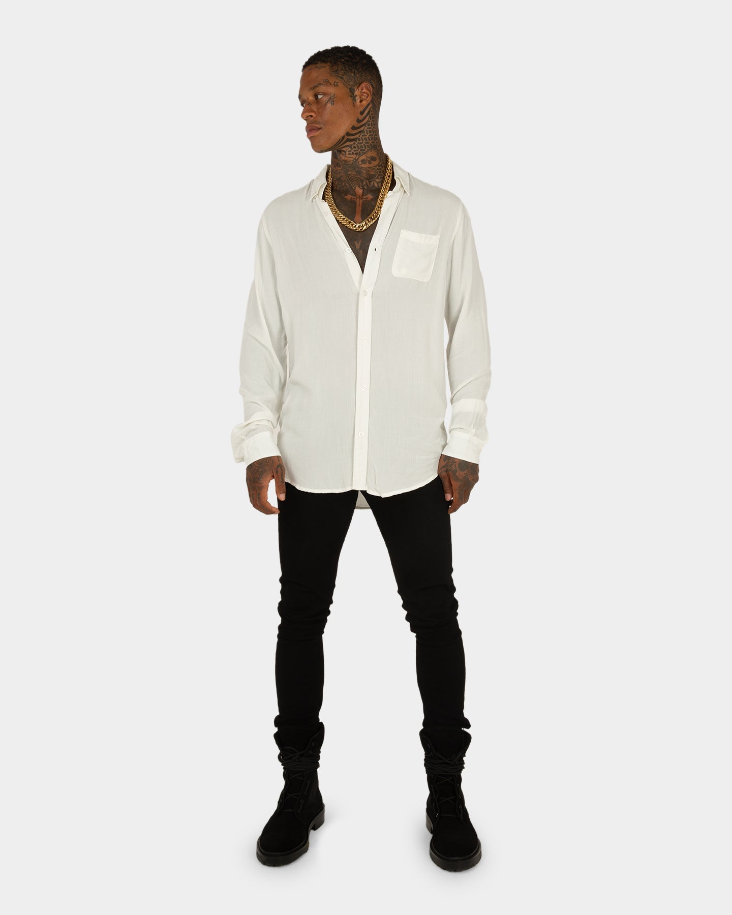 XXIII Crete Long Sleeve Button Up Shirt White