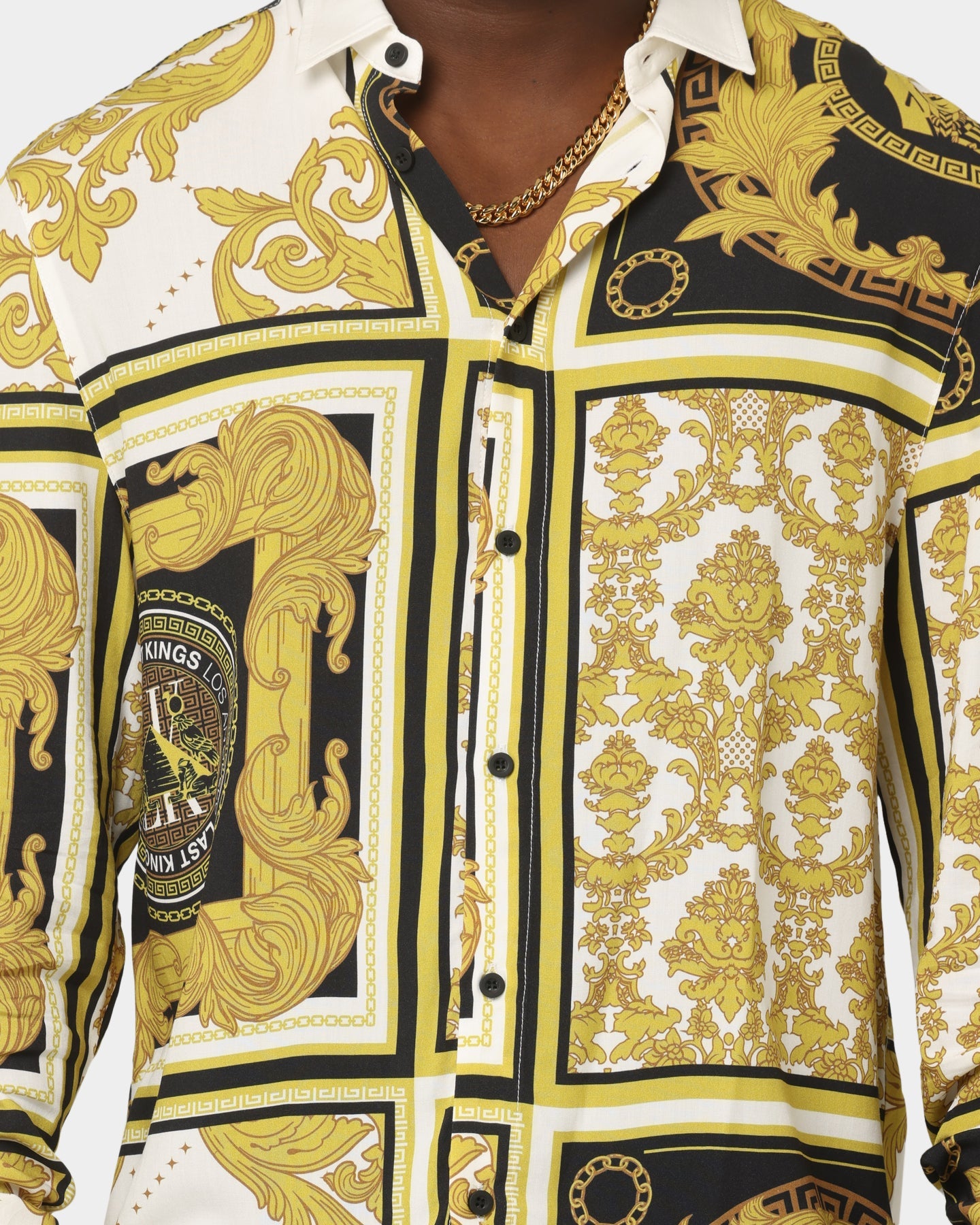 Last Kings Baroque Long Sleeve Shirt Black/White/Gold