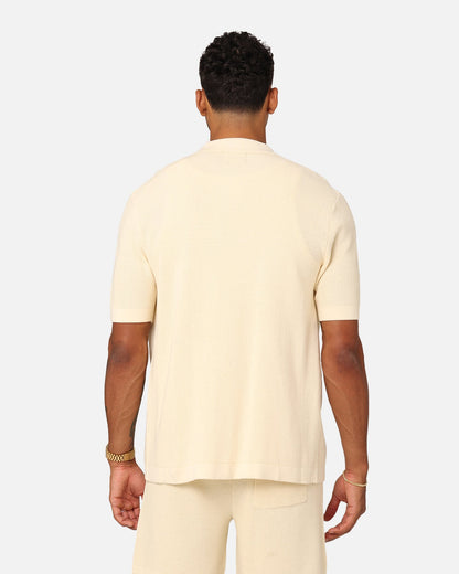 XXIII Zyair Knit Rib Button Up Shirt Cream