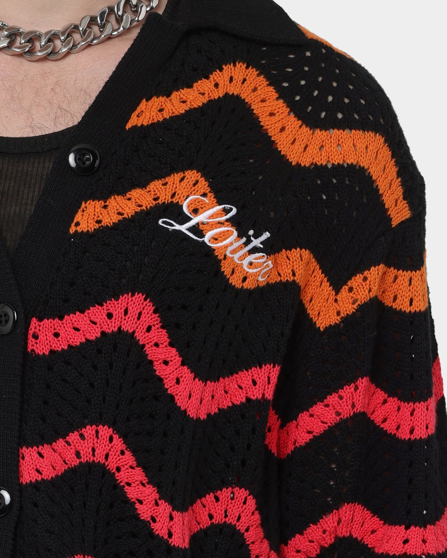 Loiter Breeze Knit Button-Up Shirt Black