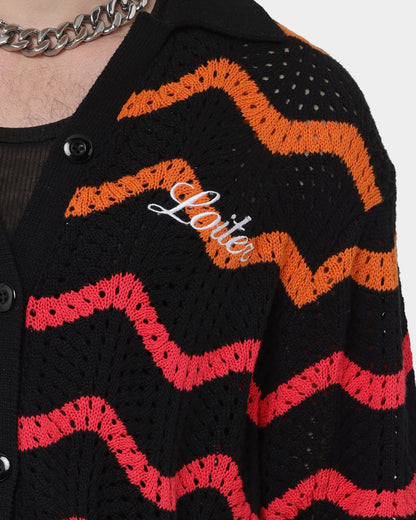 Loiter Breeze Knit Button-Up Shirt Black