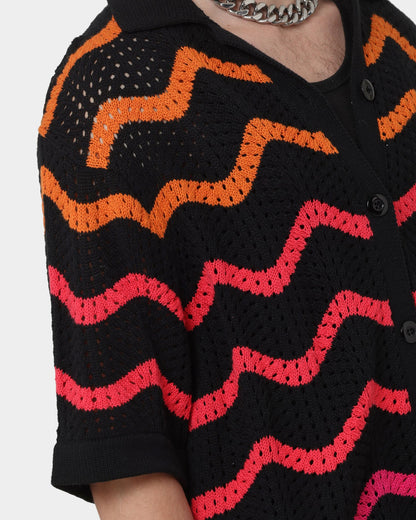 Loiter Breeze Knit Button-Up Shirt Black