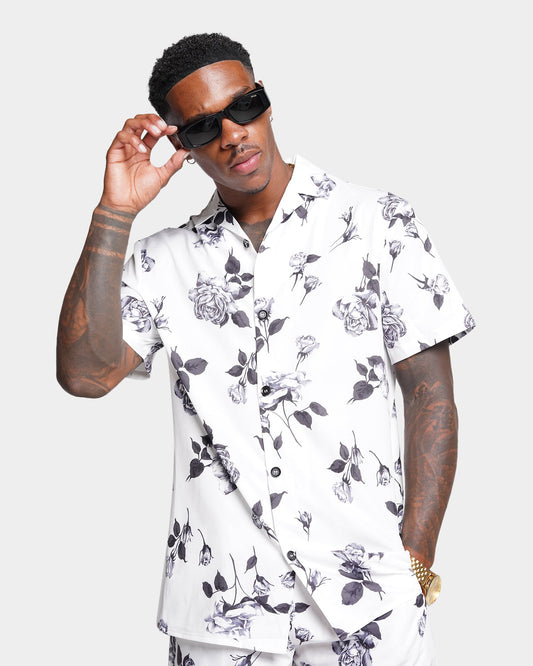 XXIII Milo Floral Button Up Shirt White