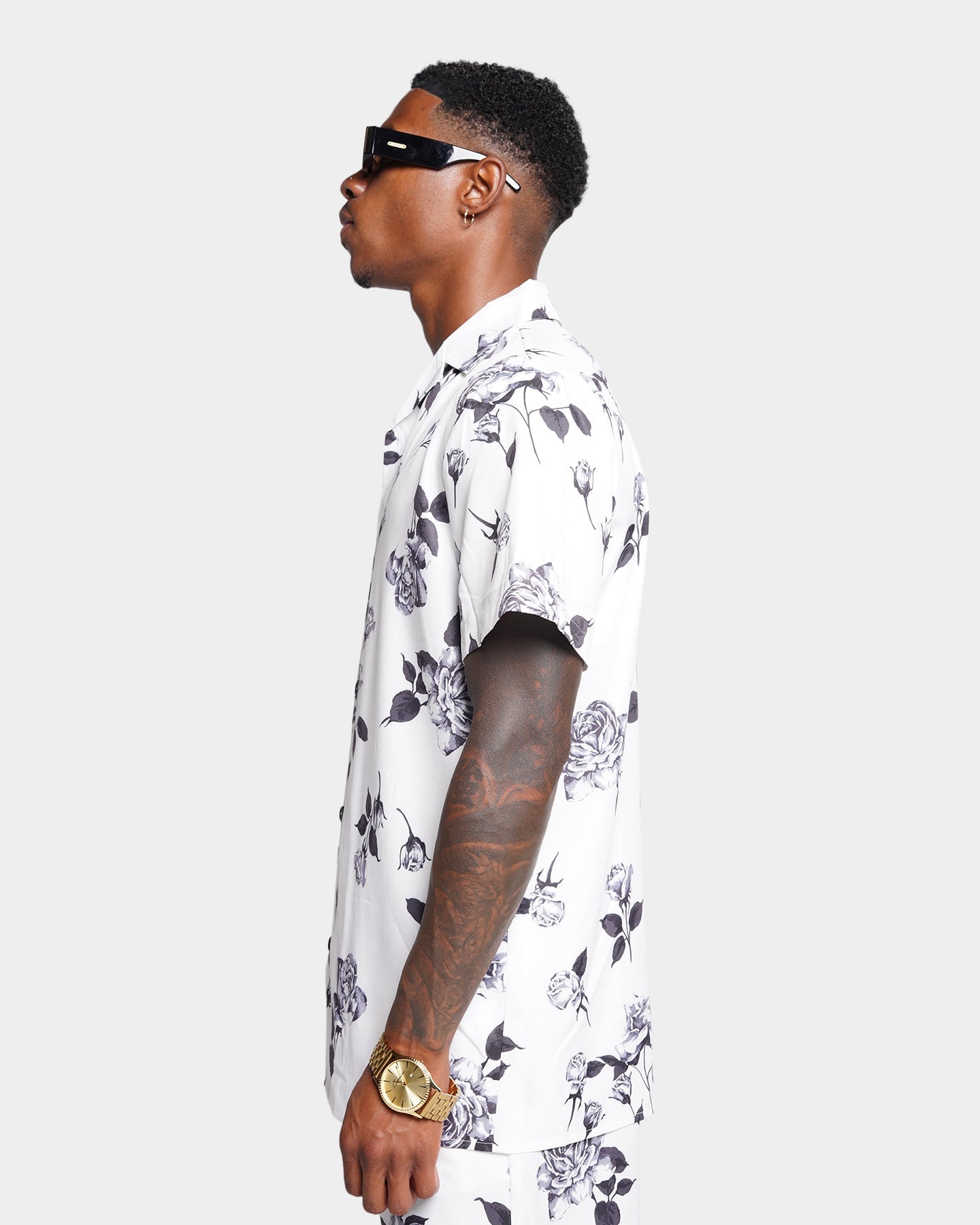 XXIII Milo Floral Button Up Shirt White