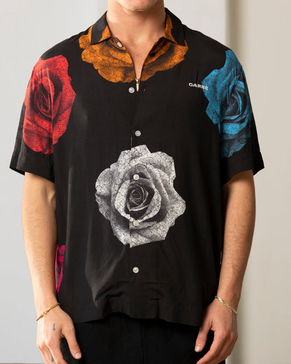 Carré Rose Bunch Button Up Shirt Black