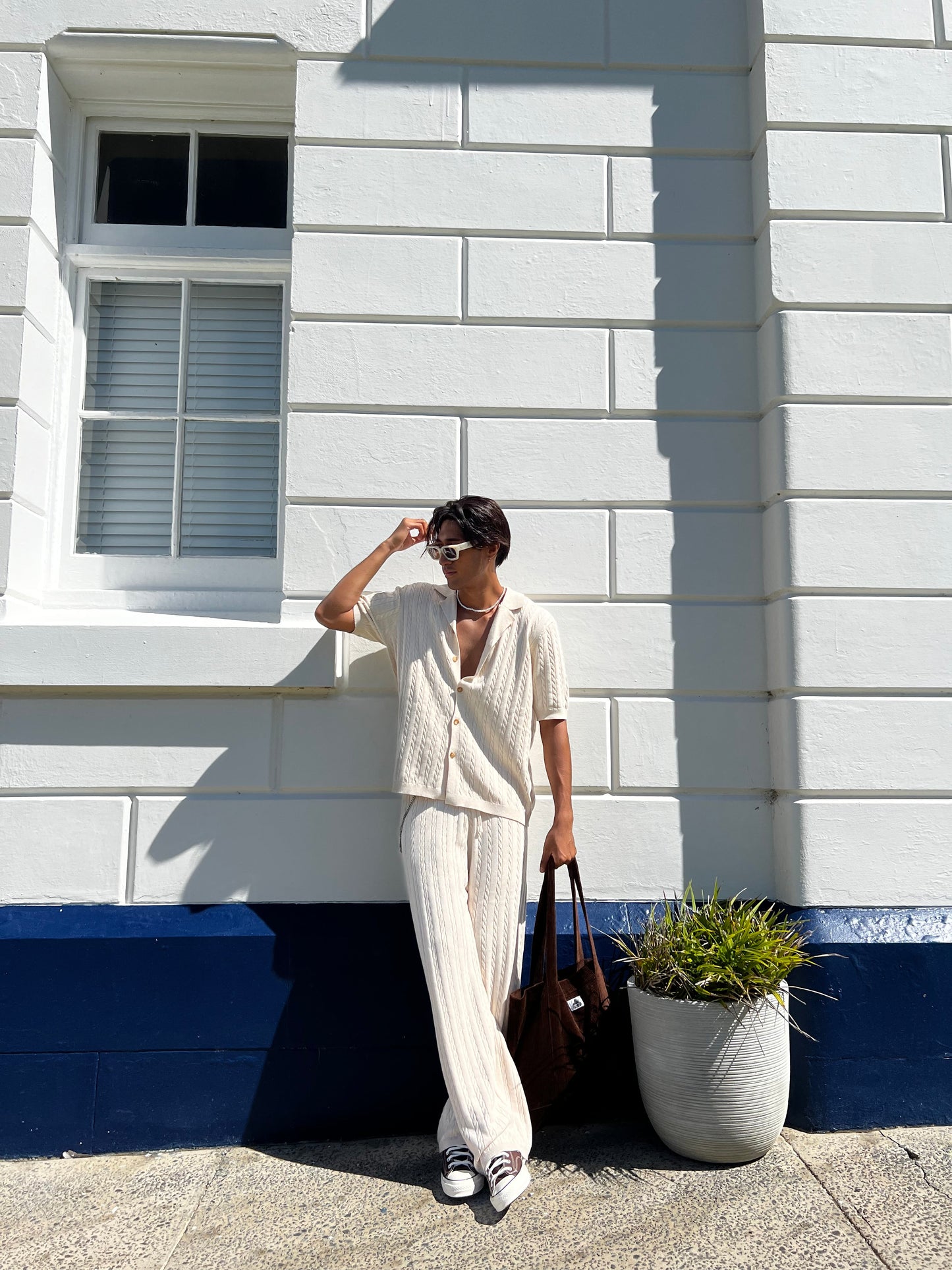 XXIII Terry Knit Button Up Shirt Tan