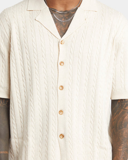 XXIII Terry Knit Button Up Shirt Tan