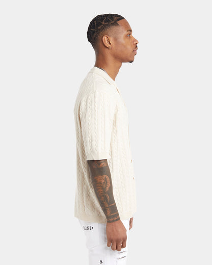XXIII Terry Knit Button Up Shirt Tan