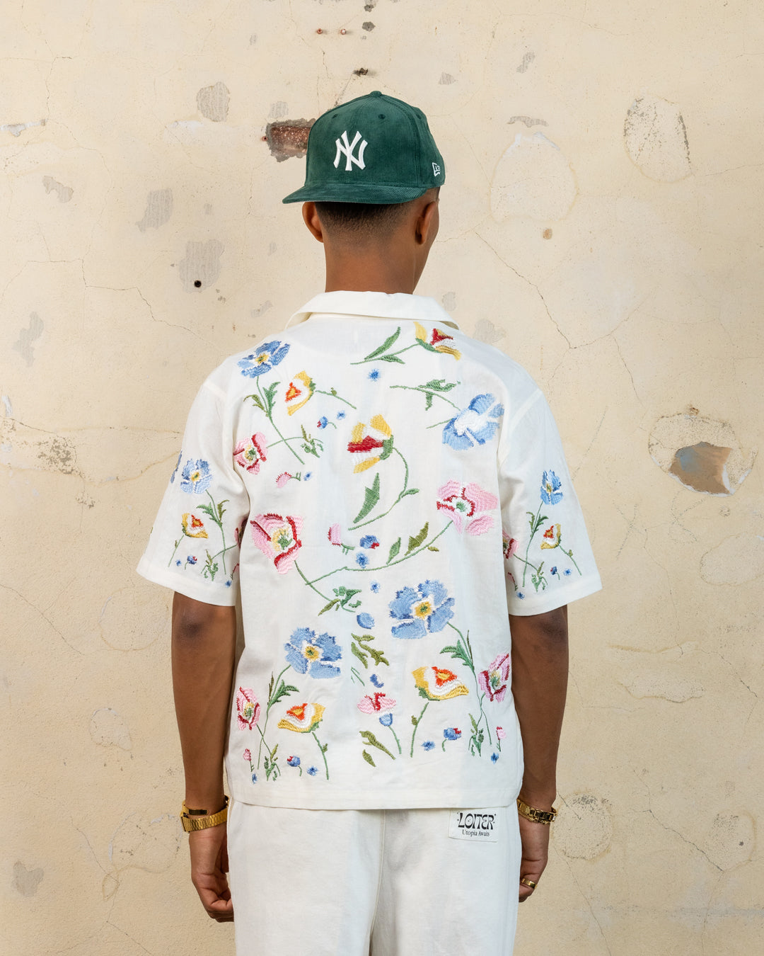 404 Midsommar Embroidered Button Up T-Shirt Ecru