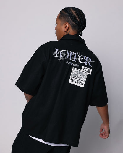 Loiter Witness Button Up T-Shirt Black