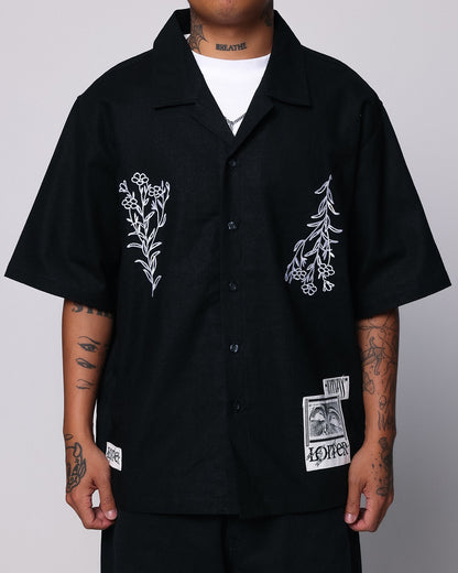 Loiter Witness Button Up T-Shirt Black