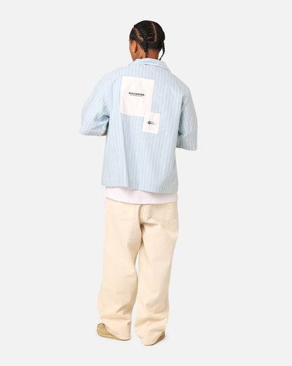 Loiter Studio Cropped Button Up Shirt Light Blue