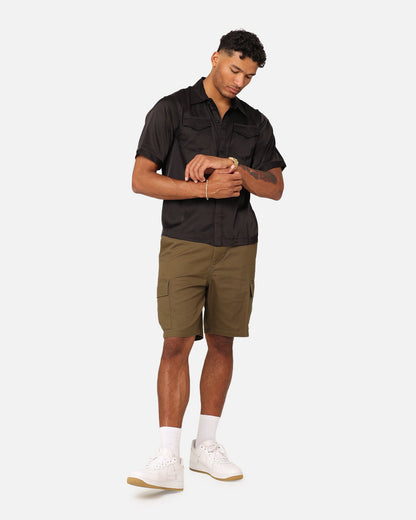 XXIII Jet Satin Button Up Shirt Black