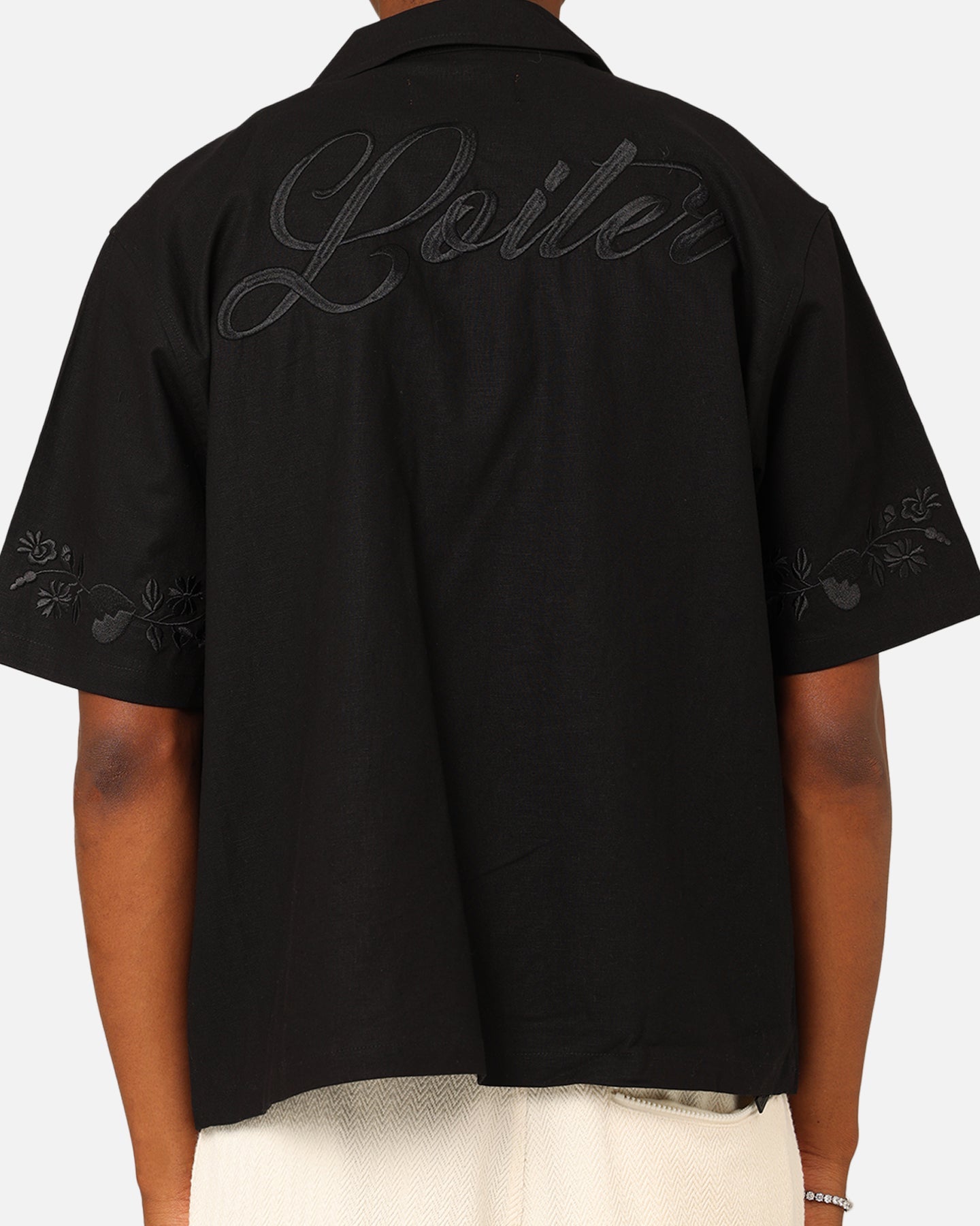 Loiter Oasis Embroidered Button Up Shirt Black