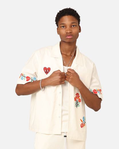 Loiter Oasis Embroidered Button Up Shirt Ecru