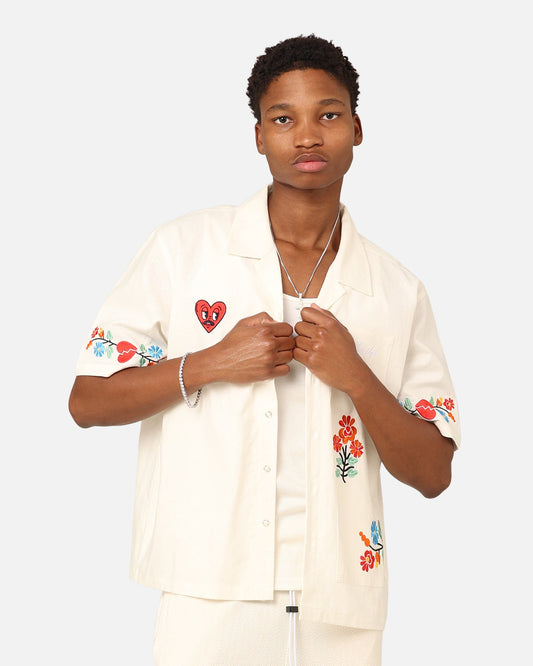 Loiter Oasis Embroidered Button Up Shirt Ecru