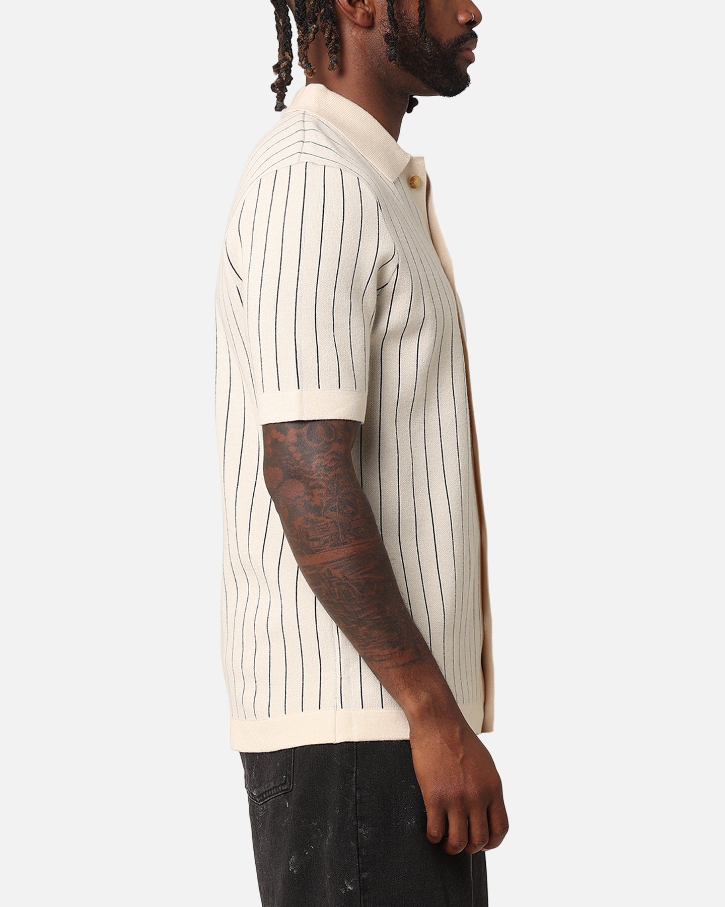 XXIII Nicholas Knit Button Up Shirt Sand/Black