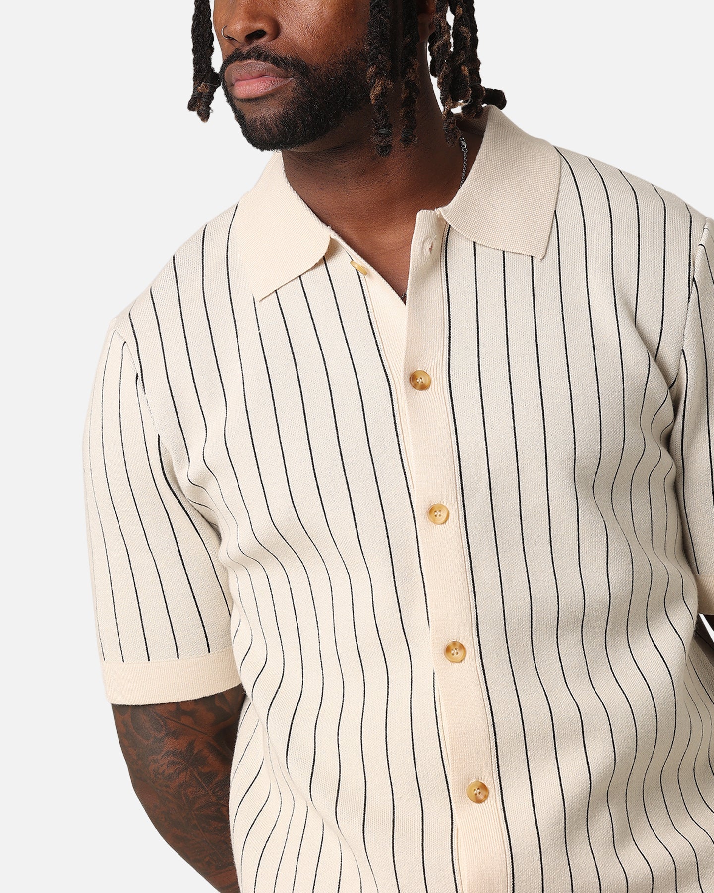 XXIII Nicholas Knit Button Up Shirt Sand/Black