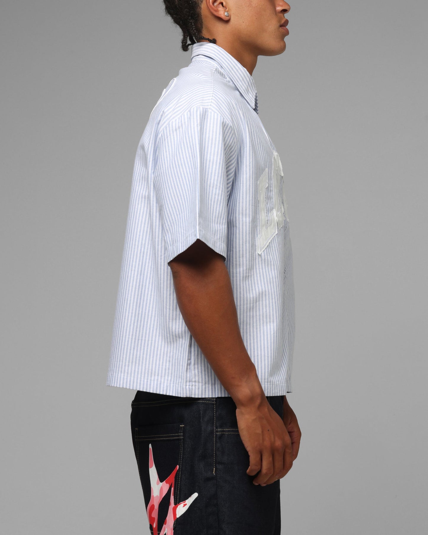 Loiter Studio Zip Shirt Blue Stripe