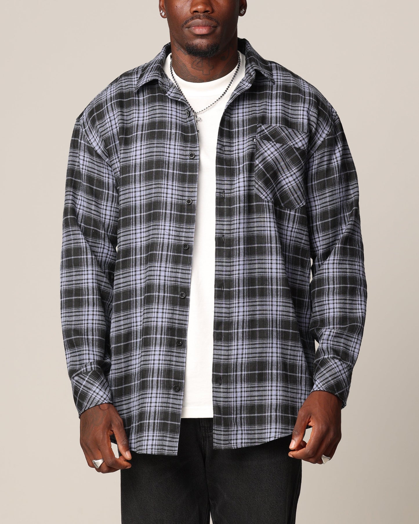 Saint Morta Heron Flannel Shirt Blue/Black