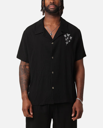 XXIII Desert Flower Linen Button Up Shirt Black