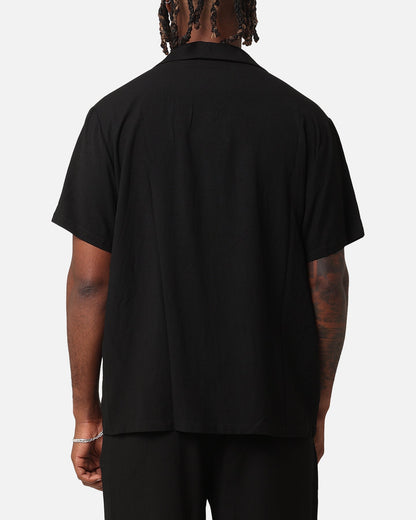 XXIII Desert Flower Linen Button Up Shirt Black