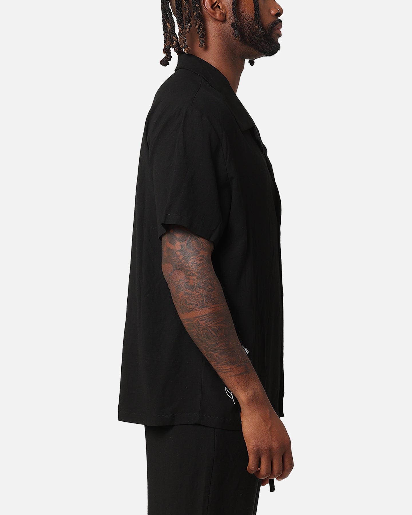XXIII Desert Flower Linen Button Up Shirt Black