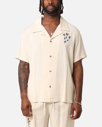 XXIII Desert Flower Linen Button Up Shirt Off White