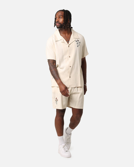 XXIII Desert Flower Linen Button Up Shirt Off White