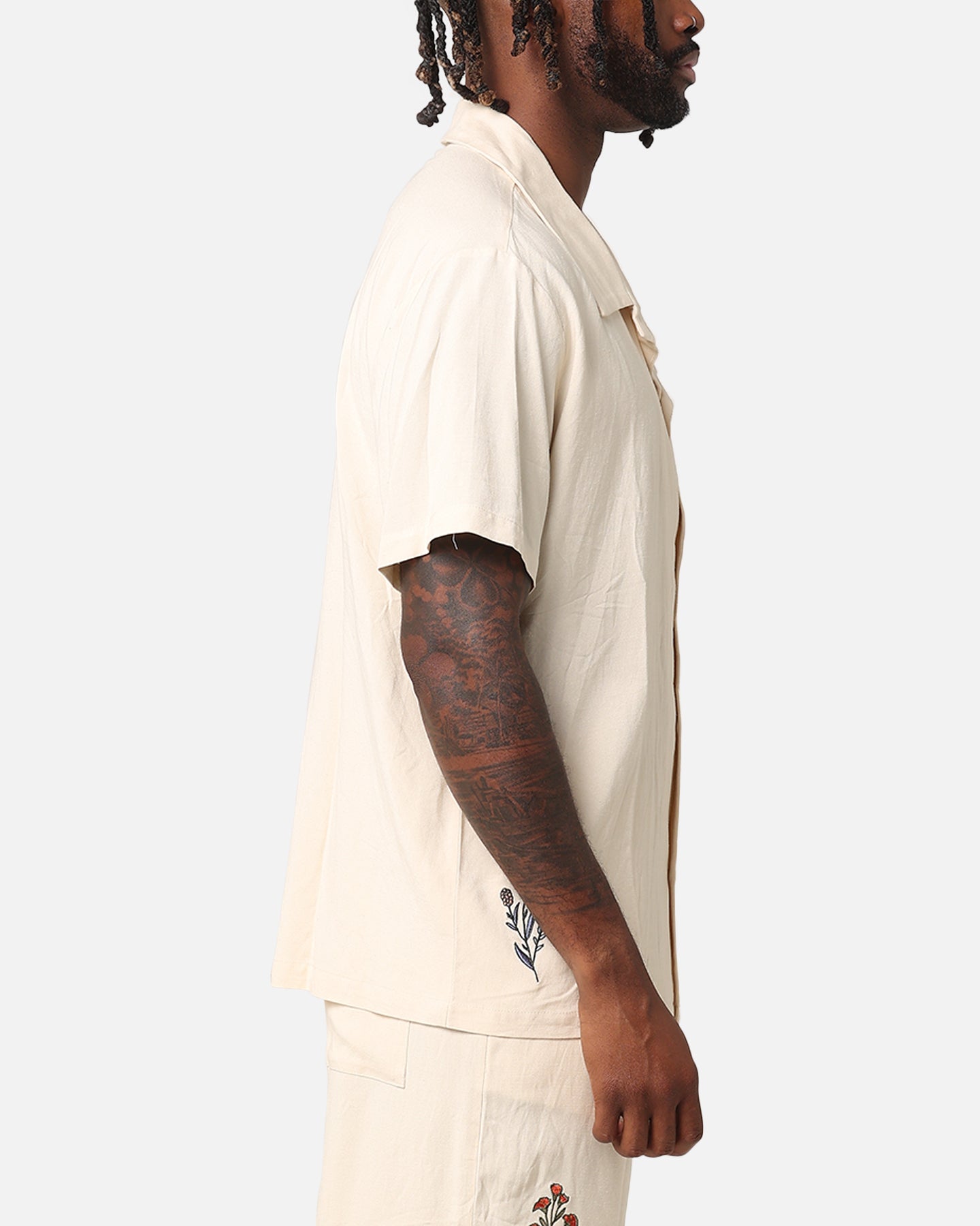 XXIII Desert Flower Linen Button Up Shirt Off White