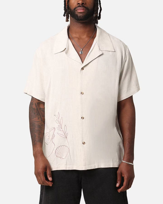 XXIII Venus Linen Button Up Shirt Oatmeal
