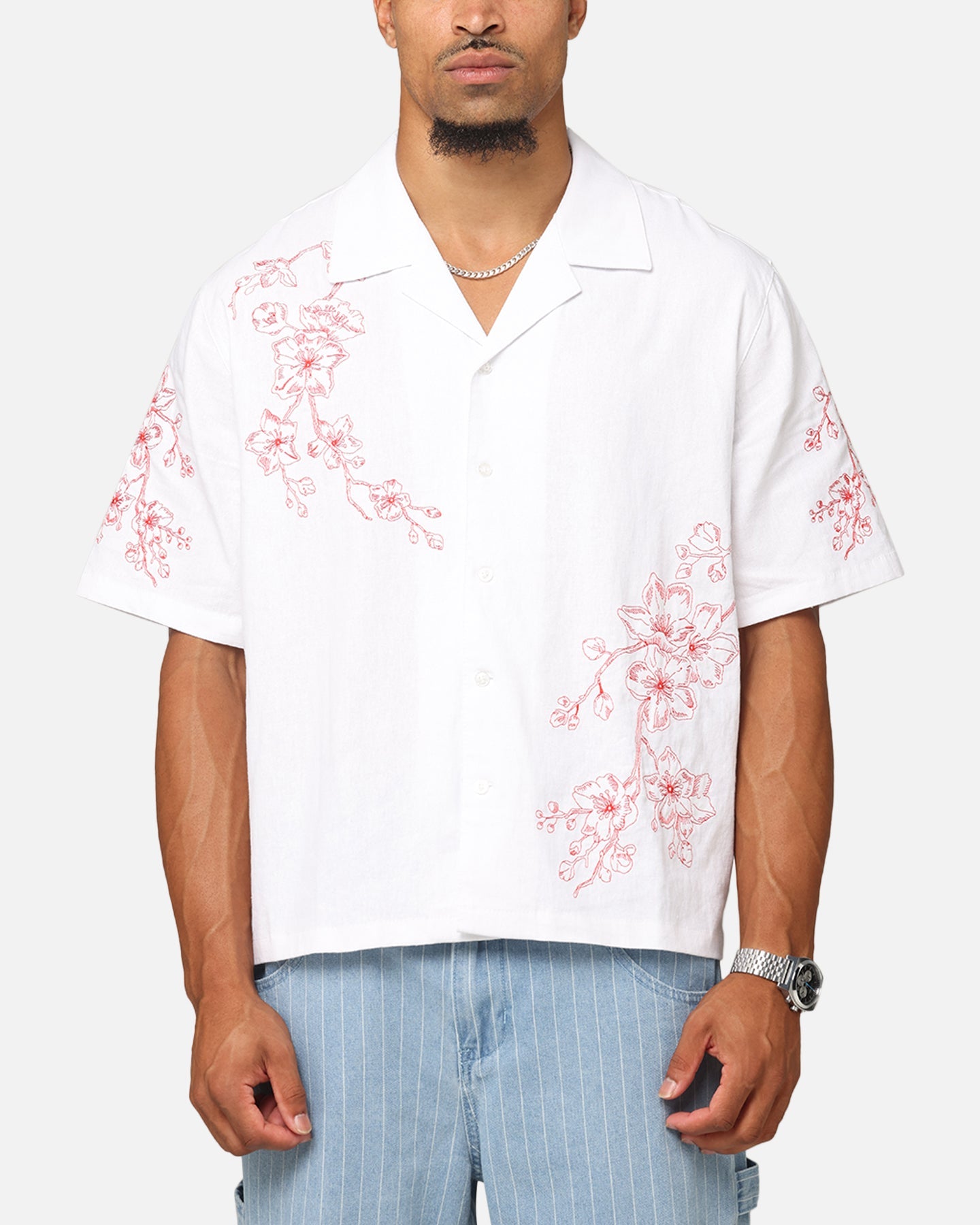 Carre Blossom Button Up Shirt White/Red
