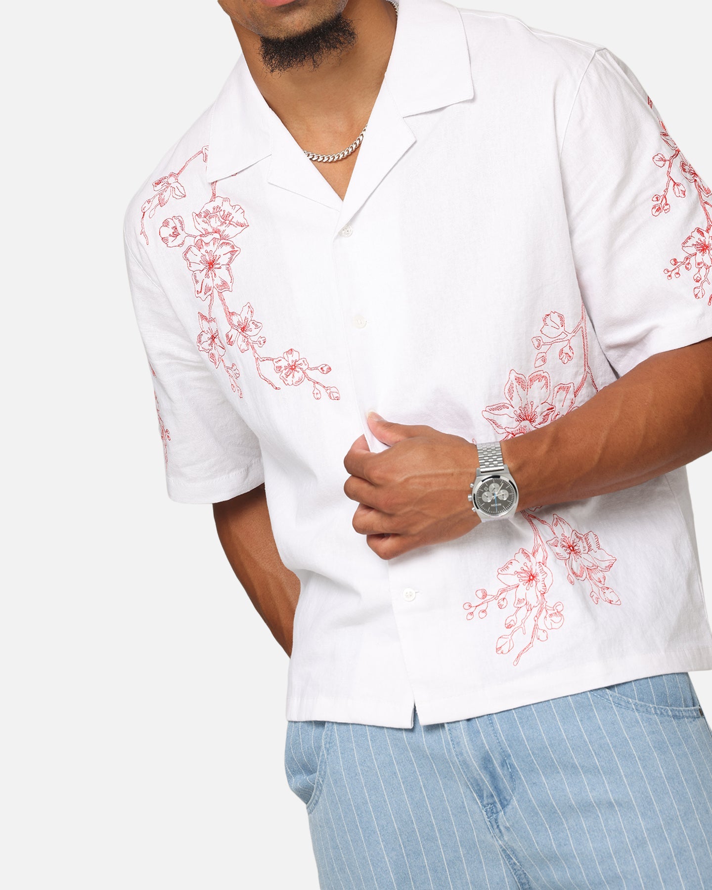 Carre Blossom Button Up Shirt White/Red