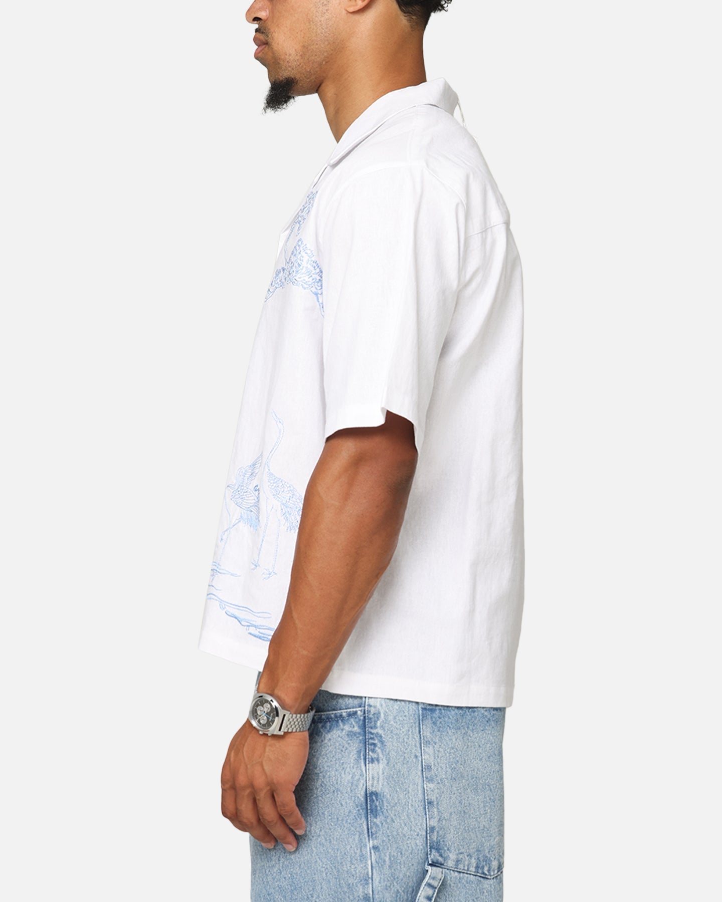 Carre Crane Button Up Shirt White/Light Blue