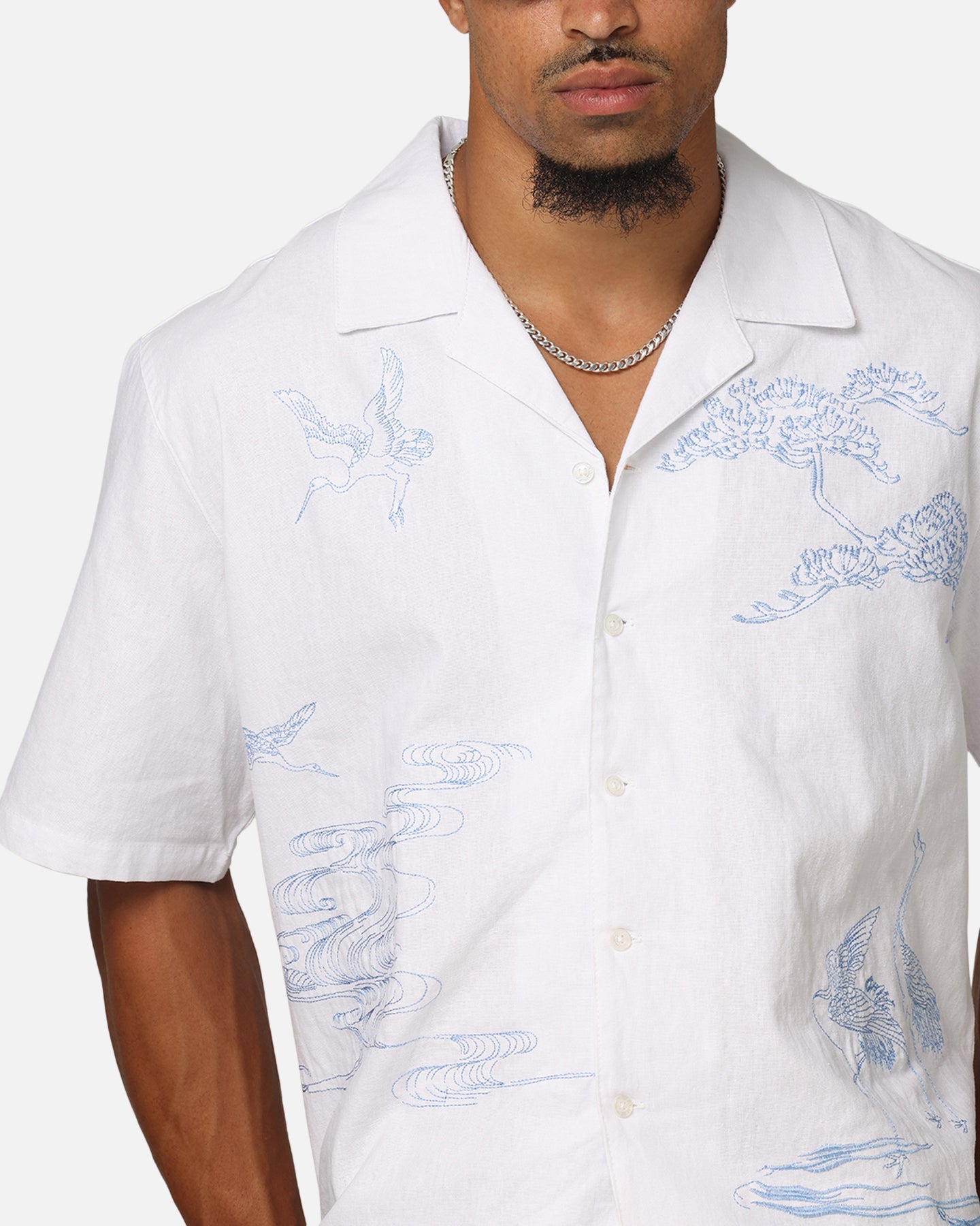 Carre Crane Button Up Shirt White/Light Blue