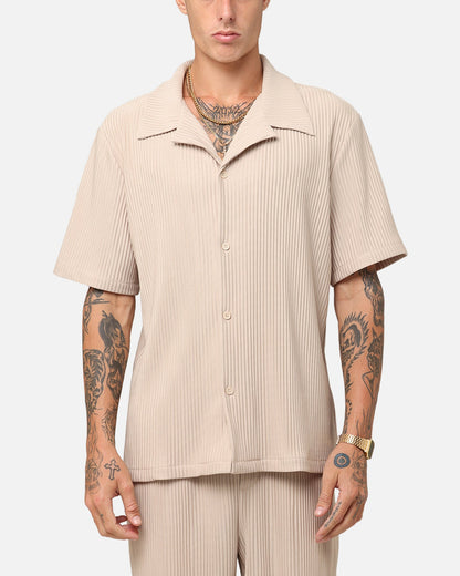XXIII Pleated Button Up Shirt Tan