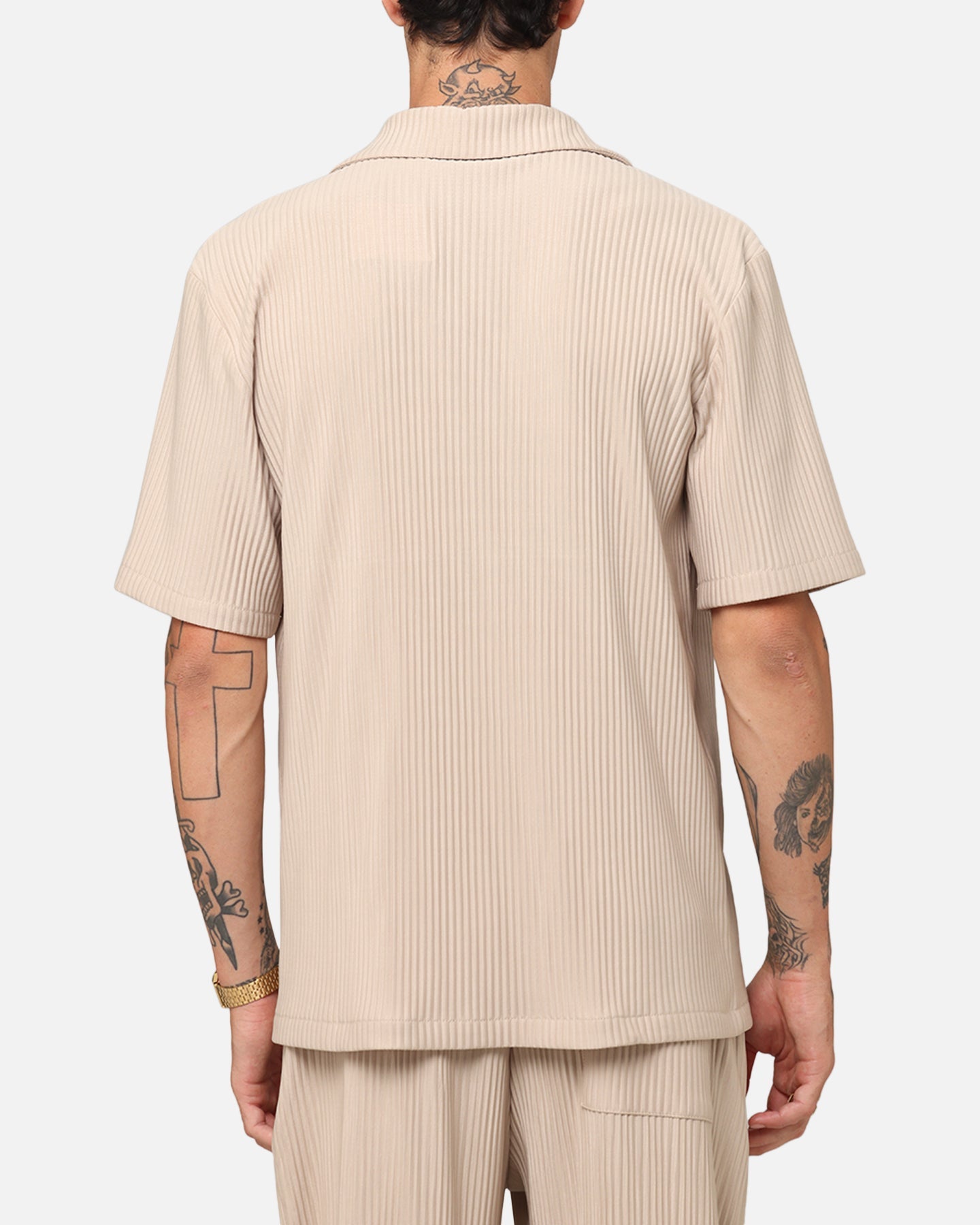 XXIII Pleated Button Up Shirt Tan