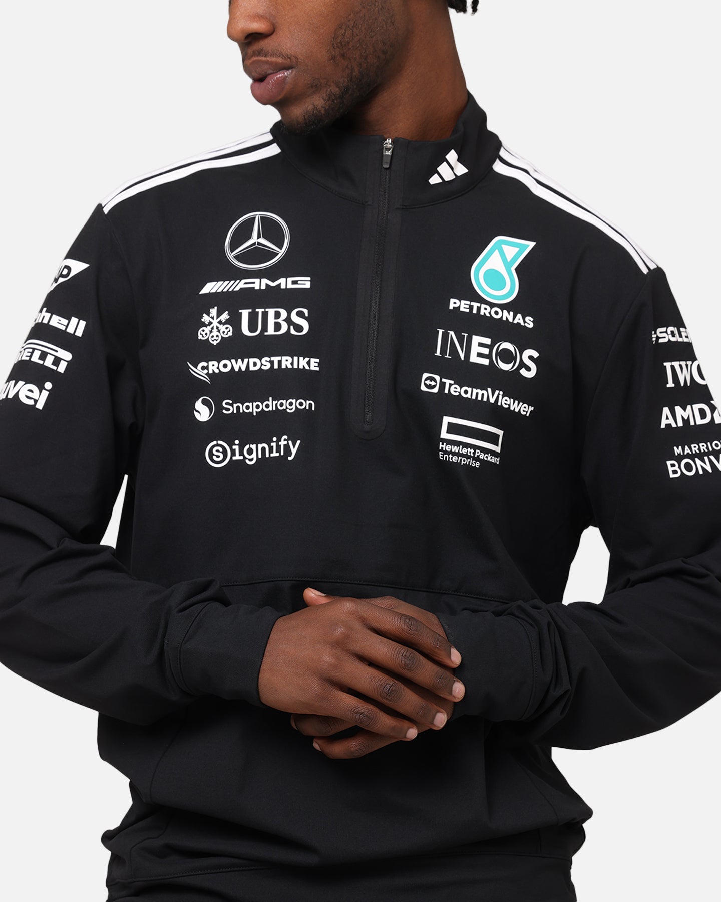 adidas x Mercedes-AMG PETRONAS Formula One F1 2025 Team Quarter Zip Jacket Black/White