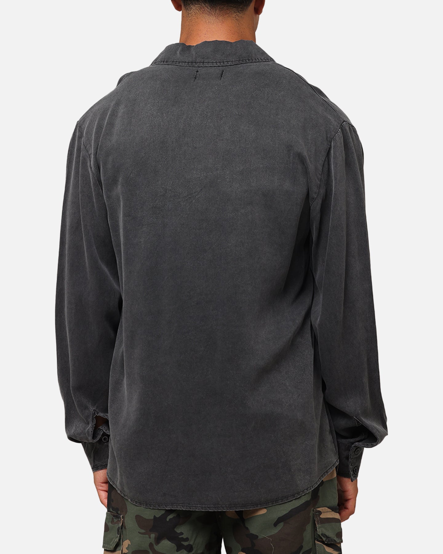 XXIII Acid Wash Button Up Over Shirt Washed Black