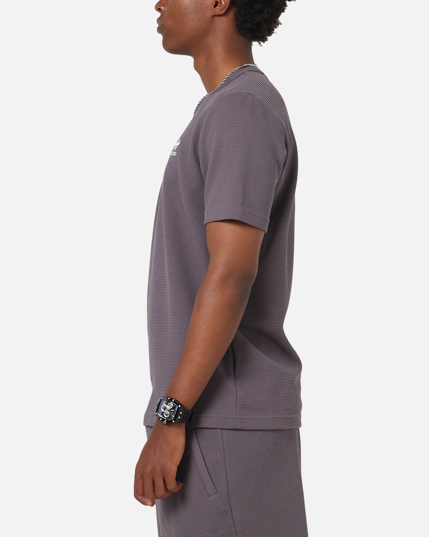 Adidas Trefoil Essentials Waffle T-Shirt Grey Strata