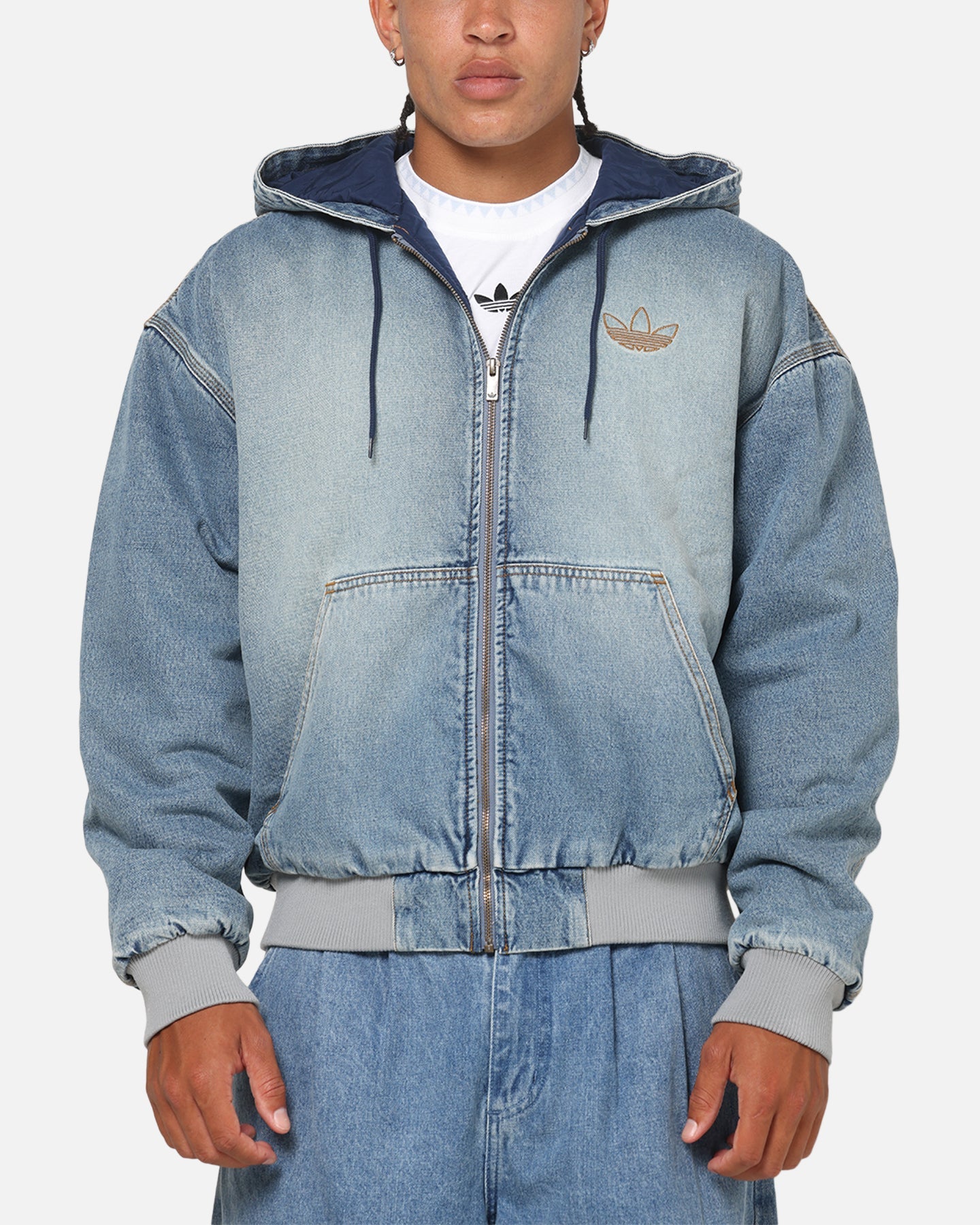 Adidas Denim Padded Jacket Indigo Denim