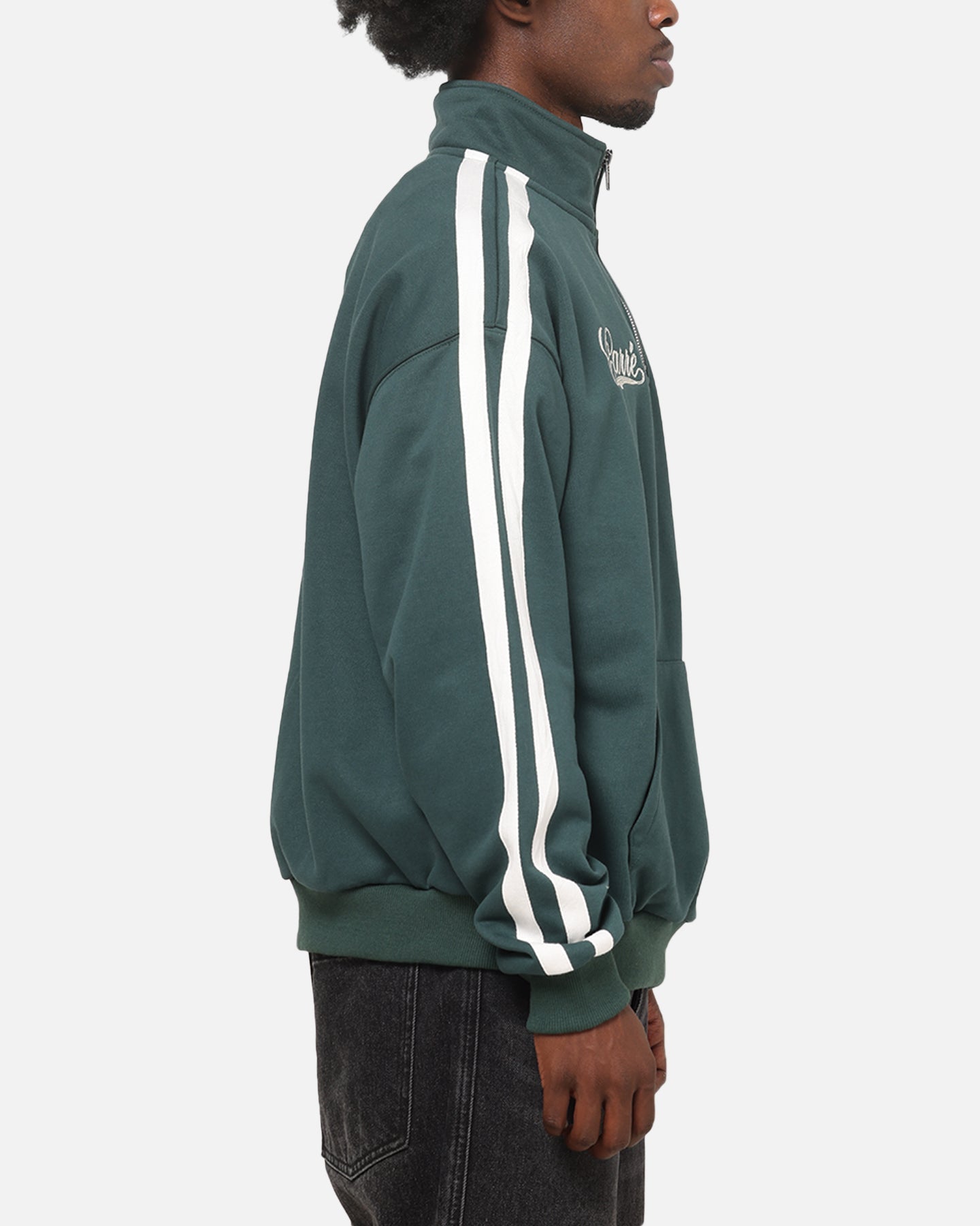 Carre Footie 1/4 Zip Crewneck Green/Off White