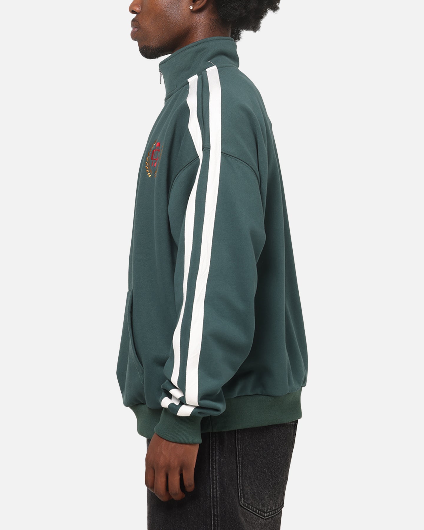 Carre Footie 1/4 Zip Crewneck Green/Off White