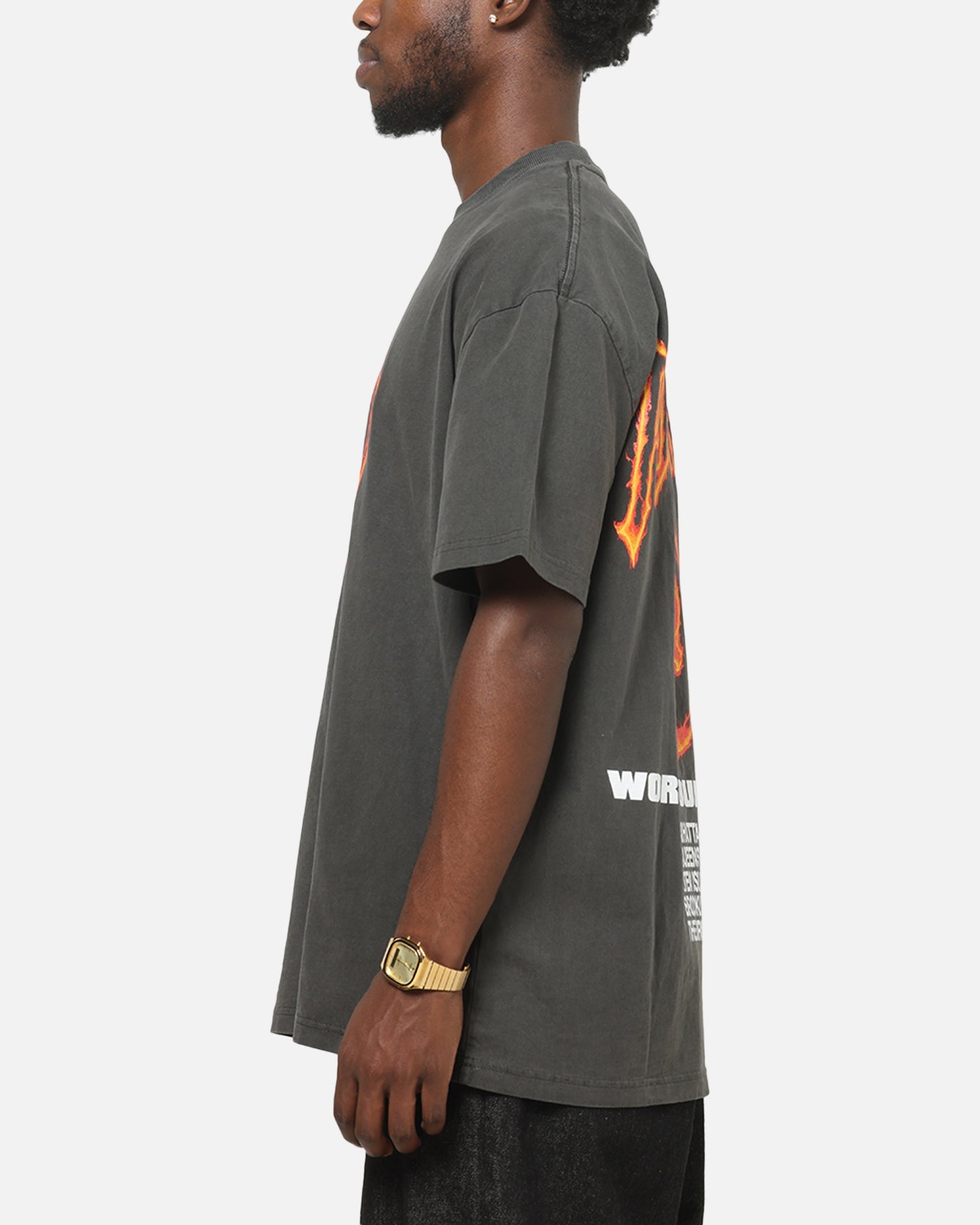 73Studio Marvel Punisher Flames Heavy T-Shirt Black Wash