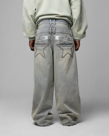 Loiter Star Layered Jeans Washed Blue