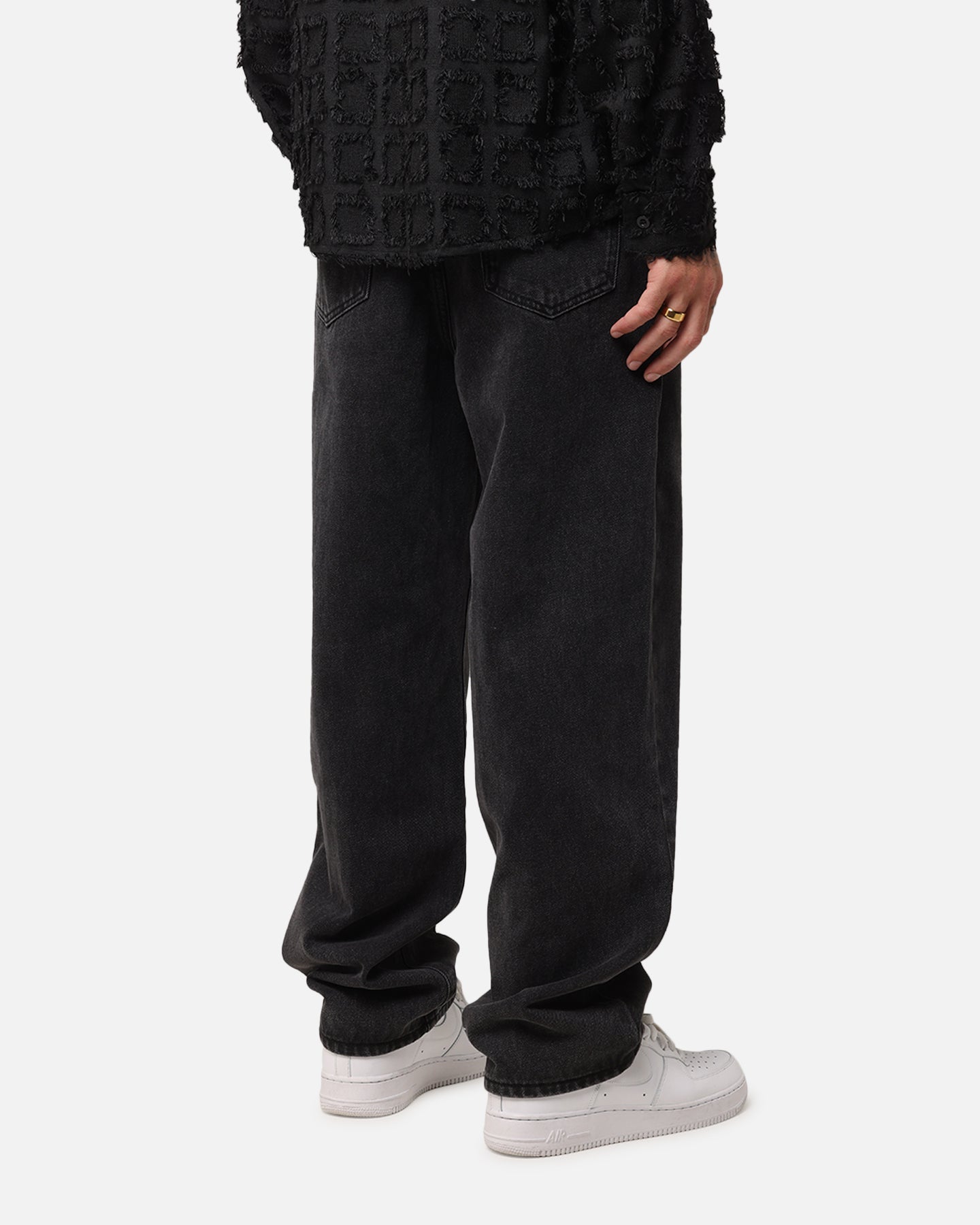 XXIII Tie Lace Baggy Jeans Black Stonewash